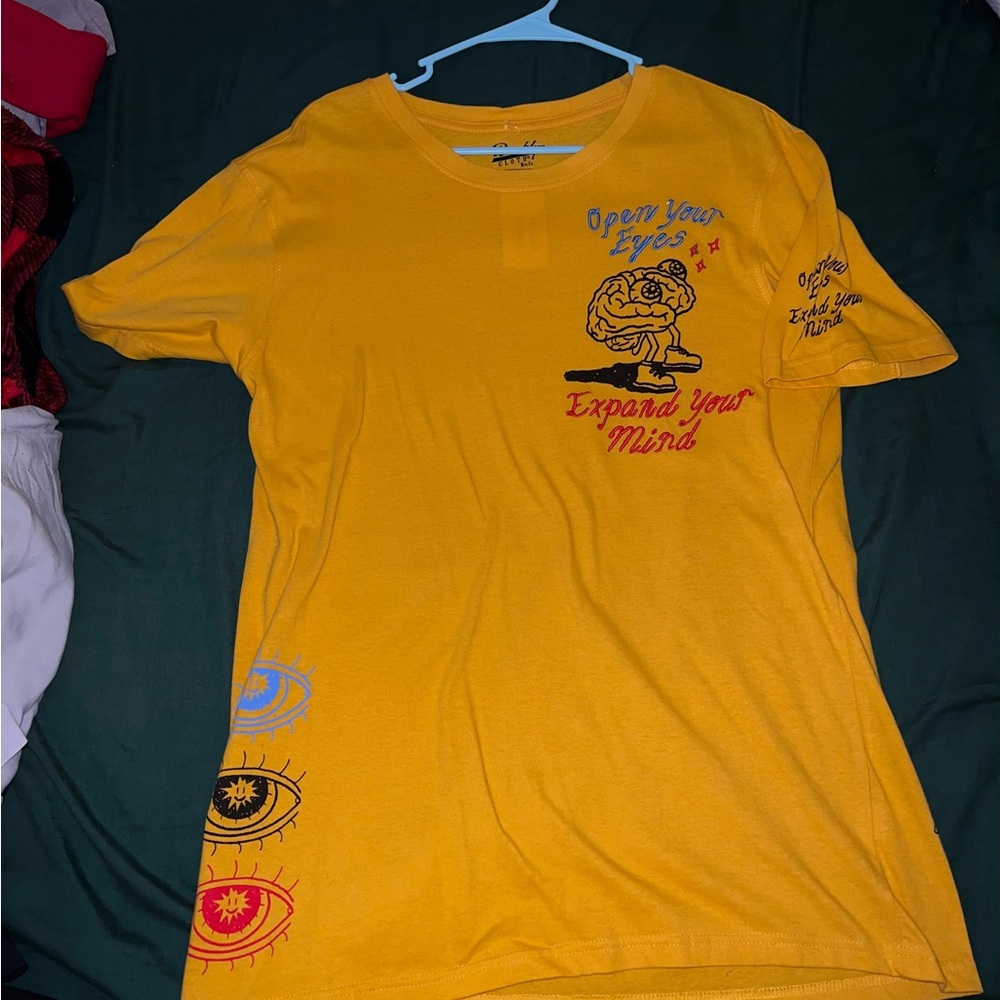 Yellow Graphic T-Shirt with Eye Design